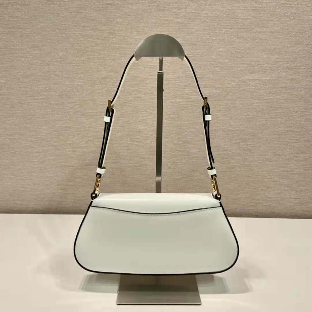 Side angle highlighting brushed leather texture on Prada Women Shoulder Bag