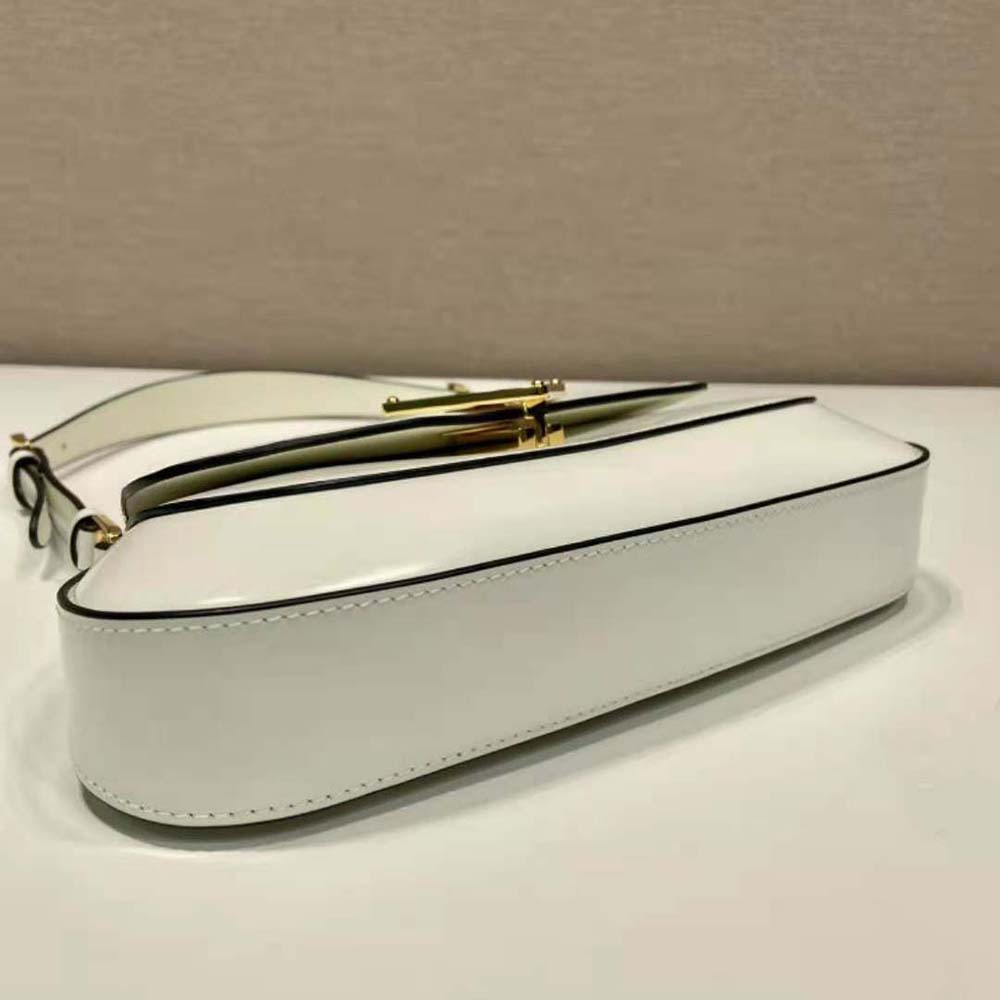 Prada Women Brushed Leather Shoulder Bag-White - image 7