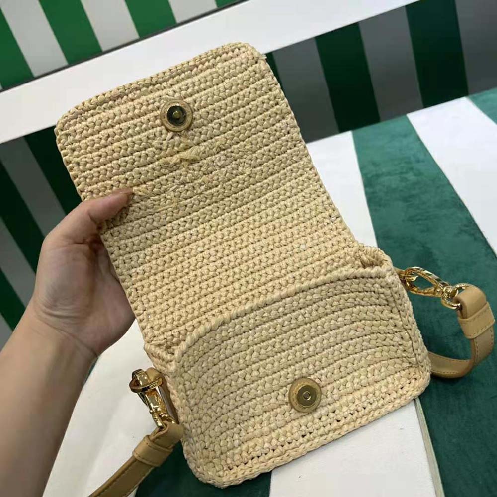 Prada Women Crochet and Leather Shoulder Bag with Flap - image 9
