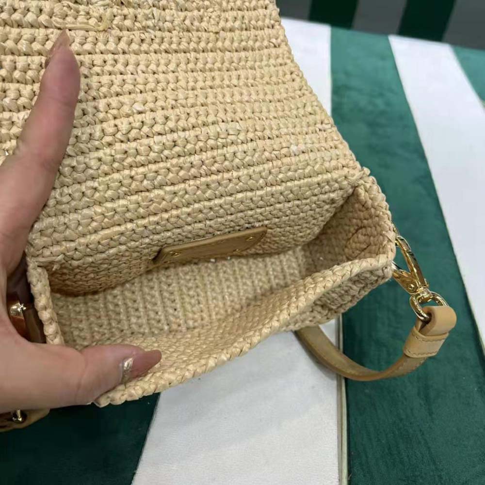 Prada Women Crochet and Leather Shoulder Bag with Flap - image 10