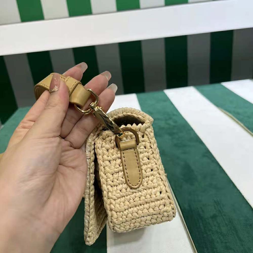 Prada Women Crochet and Leather Shoulder Bag with Flap - image 6