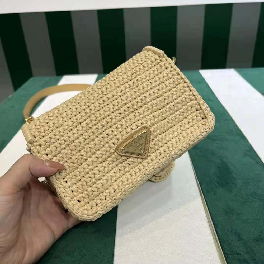 Prada Women Crochet and Leather Shoulder Bag with Flap - image 4