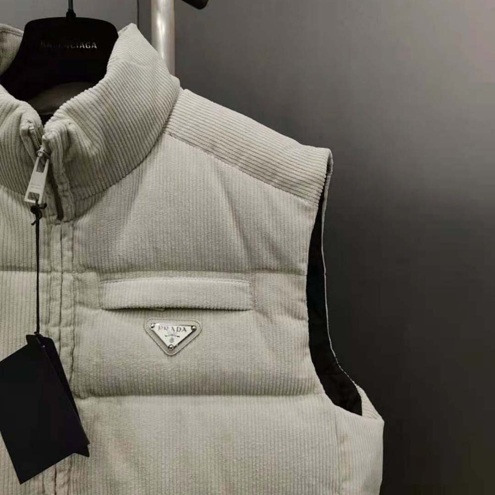 Prada Men Cropped Corduroy Down Vest - image 4