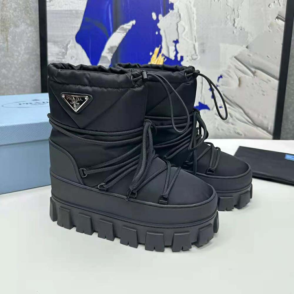 Prada Women Nylon Gabardine Après-ski Boots-Black - image 4