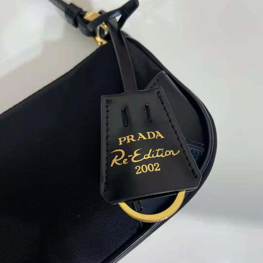 Prada Women Re-Edition 2002 Re-Nylon and Brushed Leather Shoulder Bag-Black - image 8
