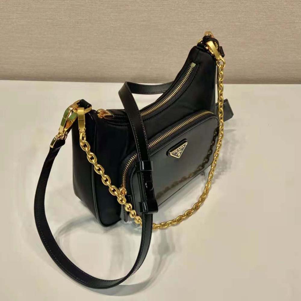 Prada Women Re-Nylon and Brushed Leather Mini-bag-Black - image 5
