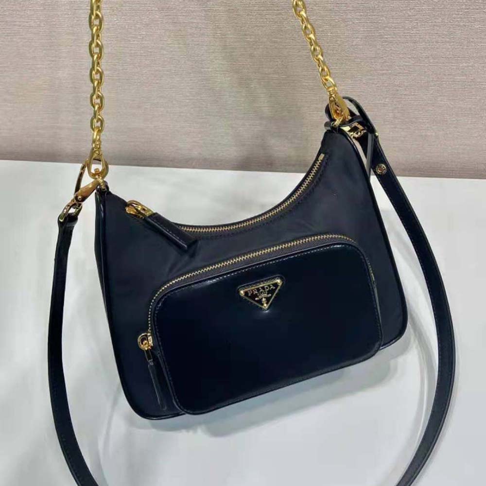 Prada Women Re-Nylon and Brushed Leather Mini-bag-Black - image 4