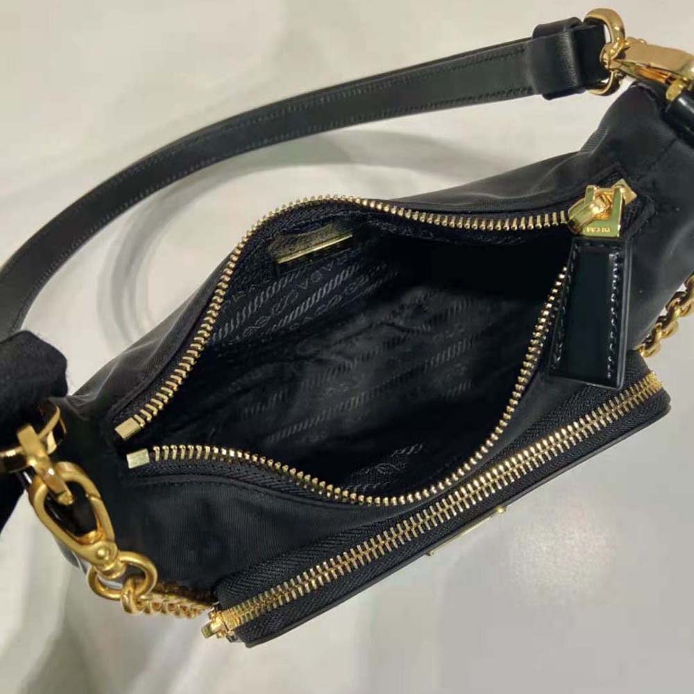 Prada Women Re-Nylon and Brushed Leather Mini-bag-Black - image 8