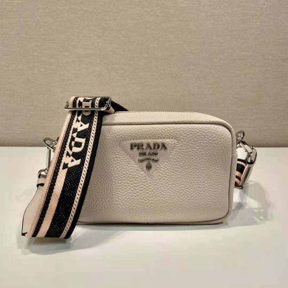 Close-up of gold-tone hardware on Prada Women Small Leather Bag-Sandy