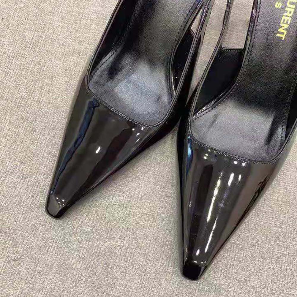 Saint Laurent YSL Women Lee Slingback Pumps in Glazed Leather-Black - image 6
