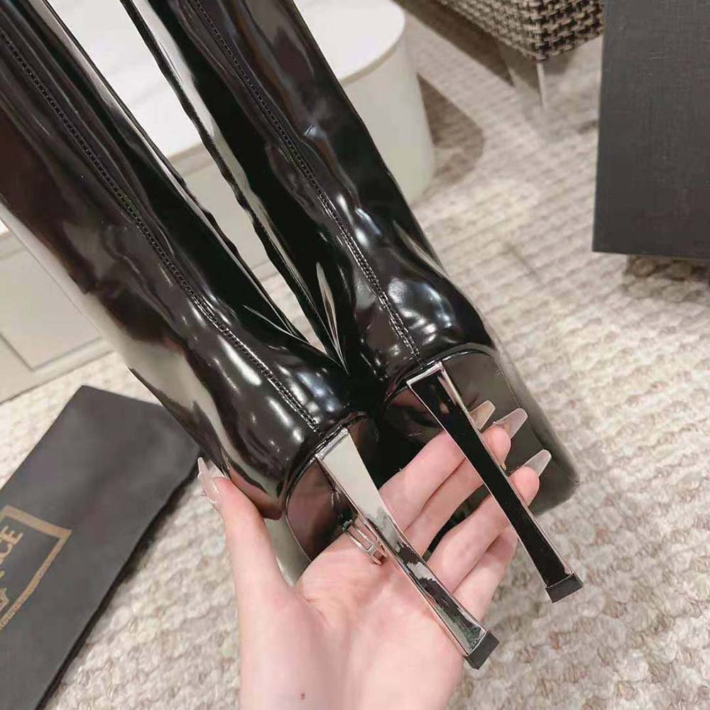 Versace Women Pin-point Knee-high Boots-105 mm Heel Height-Black - image 7