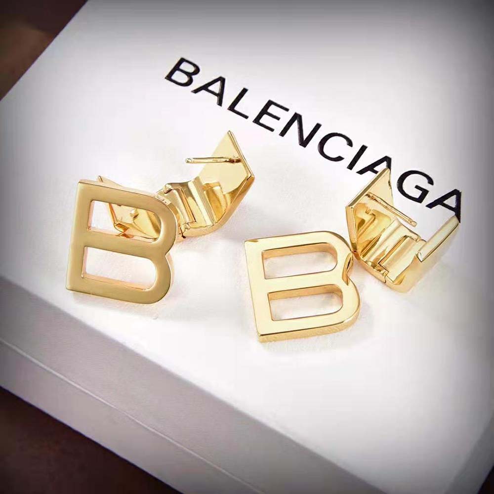 Balenciaga Women Hourglass Earrings in Gold Brass - image 5