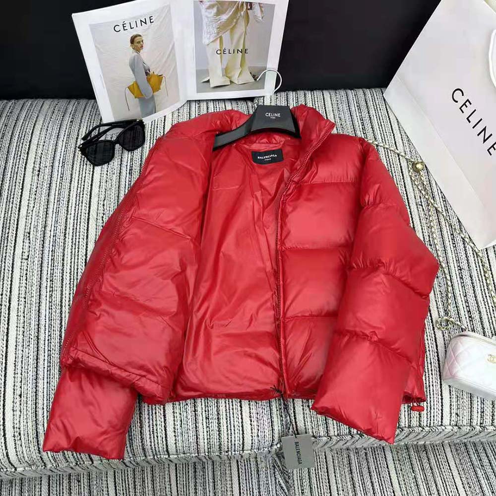 Balenciaga Men Shrunk Puffer in Red Shiny Coated Nylon - image 4