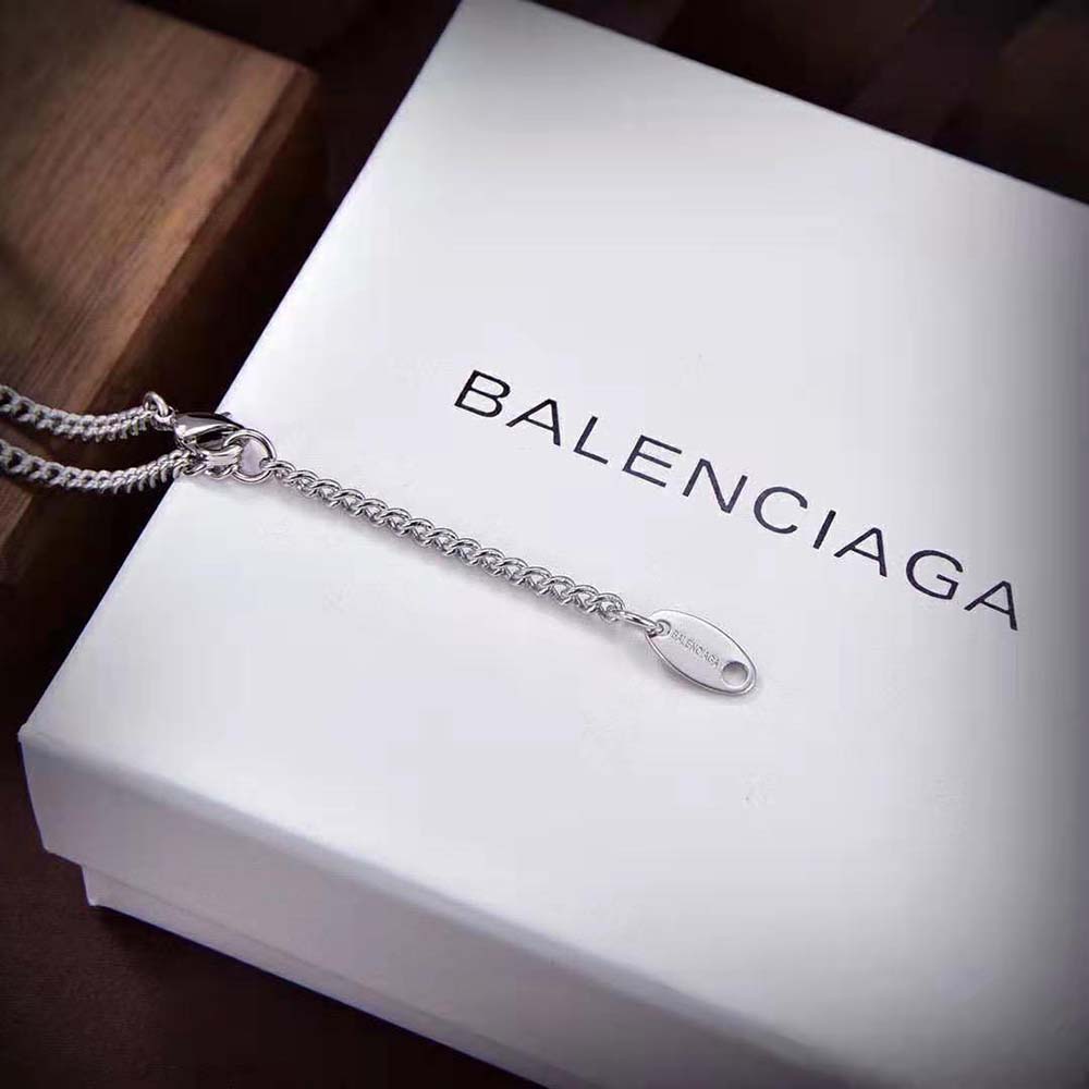 Balenciaga Women Typo Mirror Necklace in Shiny Silver - image 7