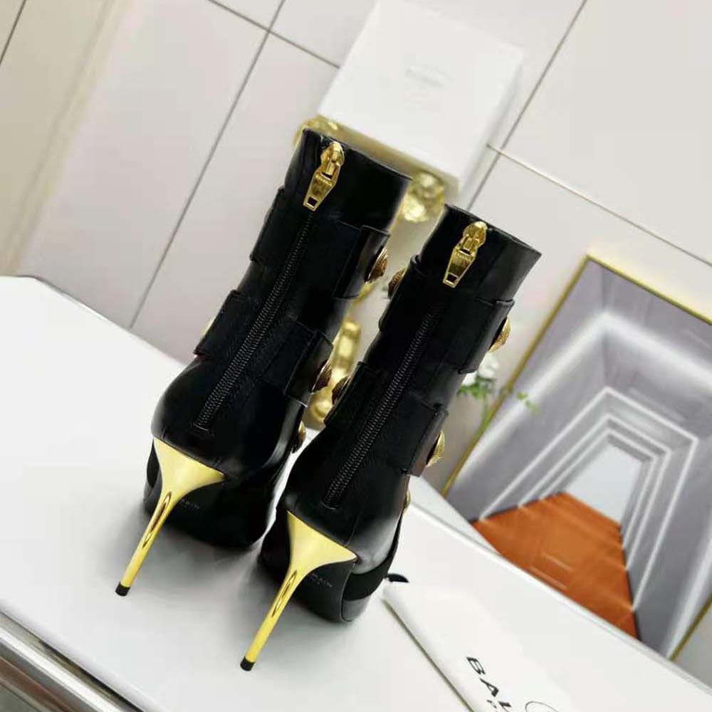 Balmain Women Alma Leather Ankle Boots-Black - image 10