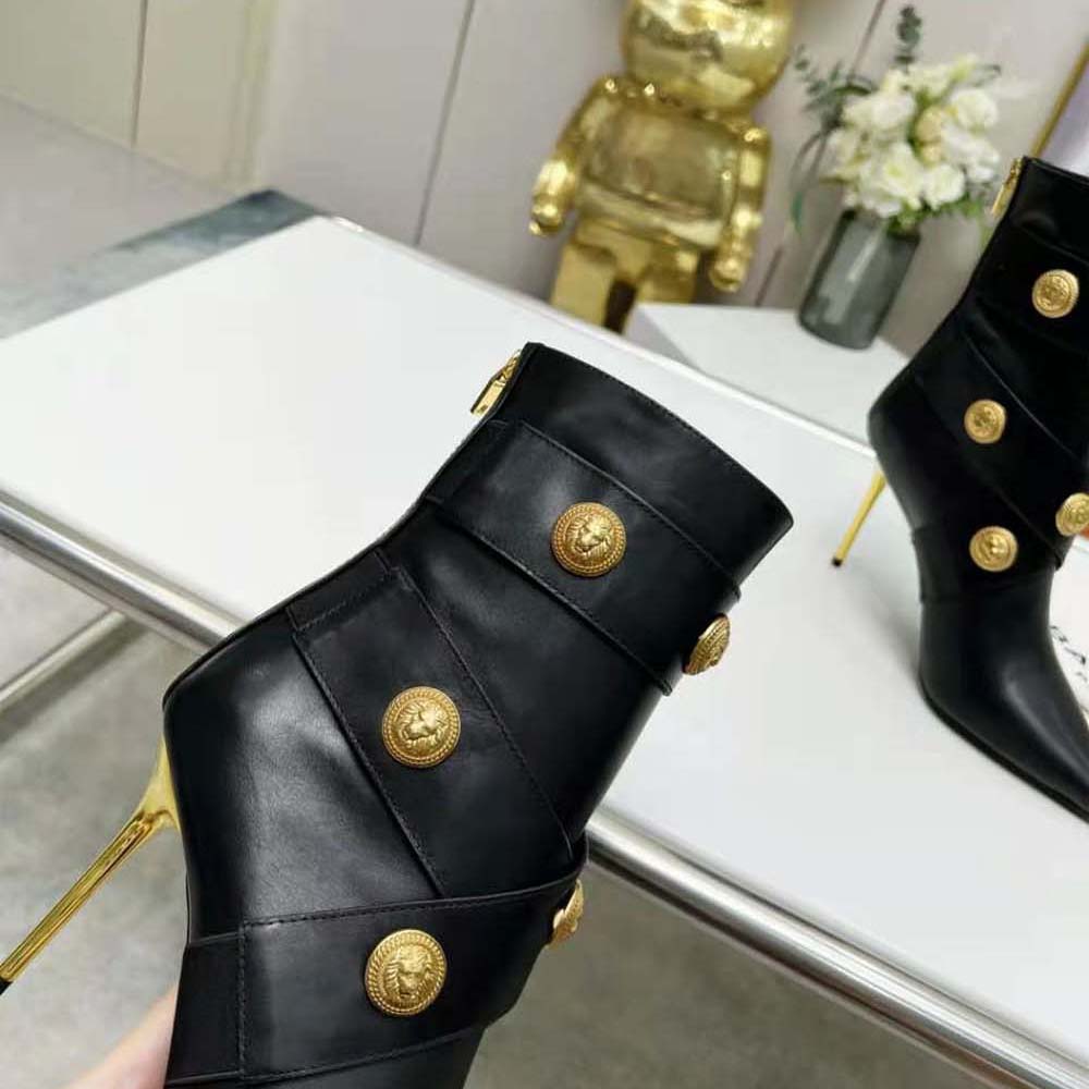 Balmain Women Alma Leather Ankle Boots-Black - image 8