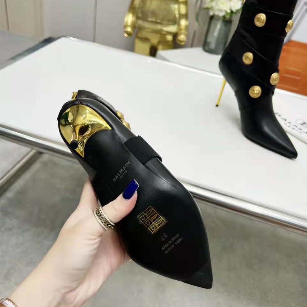 Balmain Women Alma Leather Ankle Boots-Black - image 9