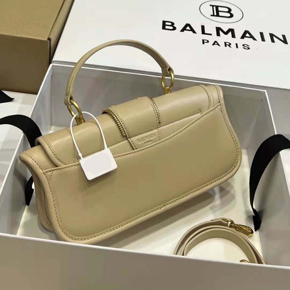 Balmain Women Blaze Clutch Bag in Smooth Leather-Beige - image 10