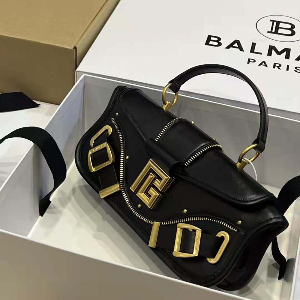 Balmain Women Blaze Clutch Bag in Smooth Leather-Black - image 4