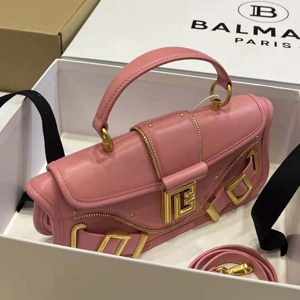 Balmain Women Blaze Clutch Bag in Smooth Leather-Pink - image 6