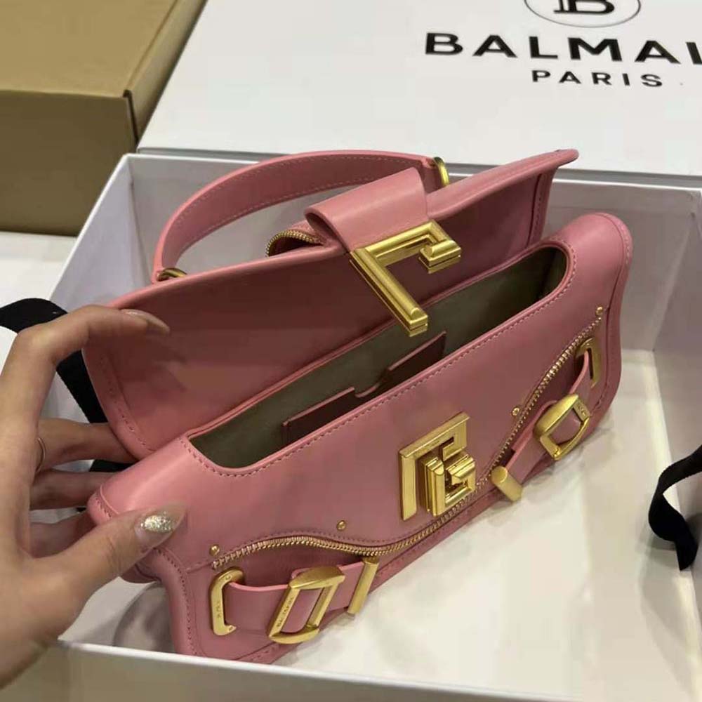 Balmain Women Blaze Clutch Bag in Smooth Leather-Pink - image 9