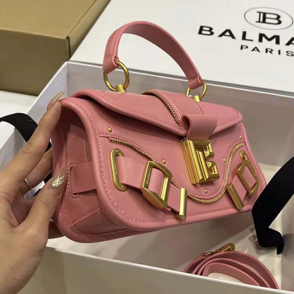 Balmain Women Blaze Clutch Bag in Smooth Leather-Pink - image 8