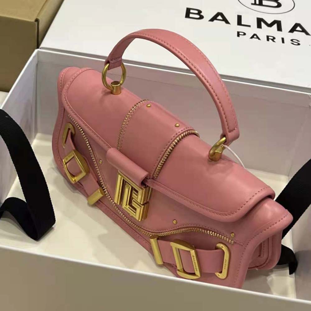 Balmain Women Blaze Clutch Bag in Smooth Leather-Pink - image 5