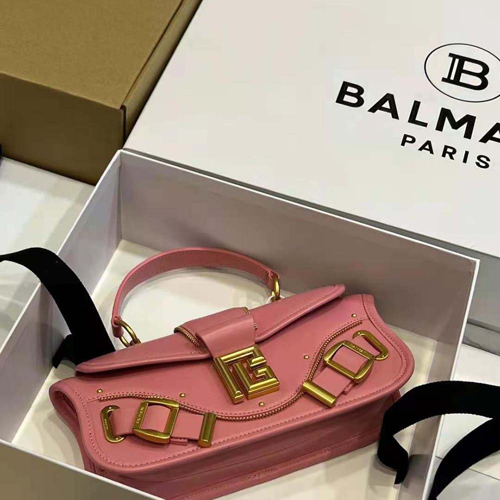 Balmain Women Blaze Clutch Bag in Smooth Leather-Pink - image 4