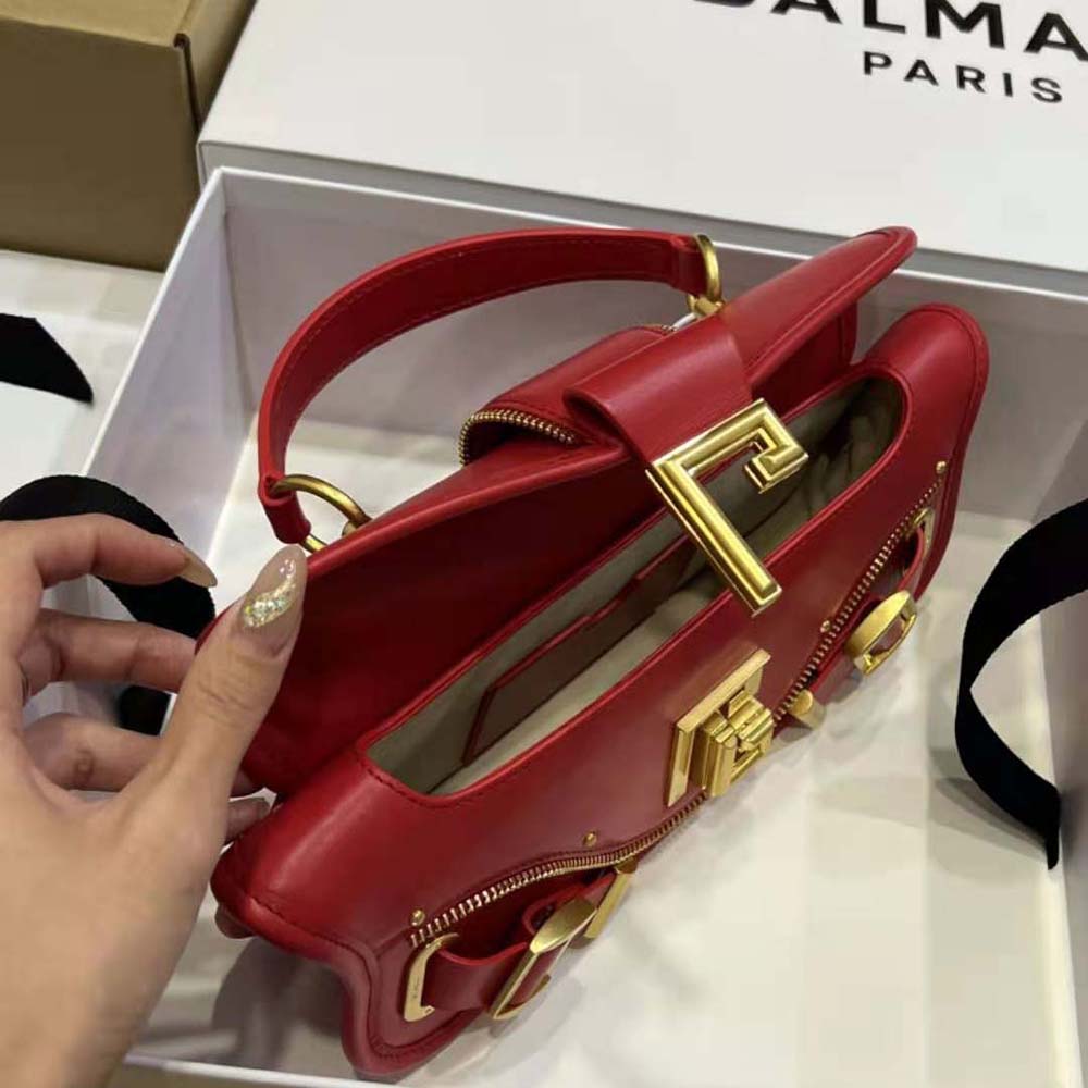 Balmain Women Blaze Clutch Bag in Smooth Leather-Red - image 8