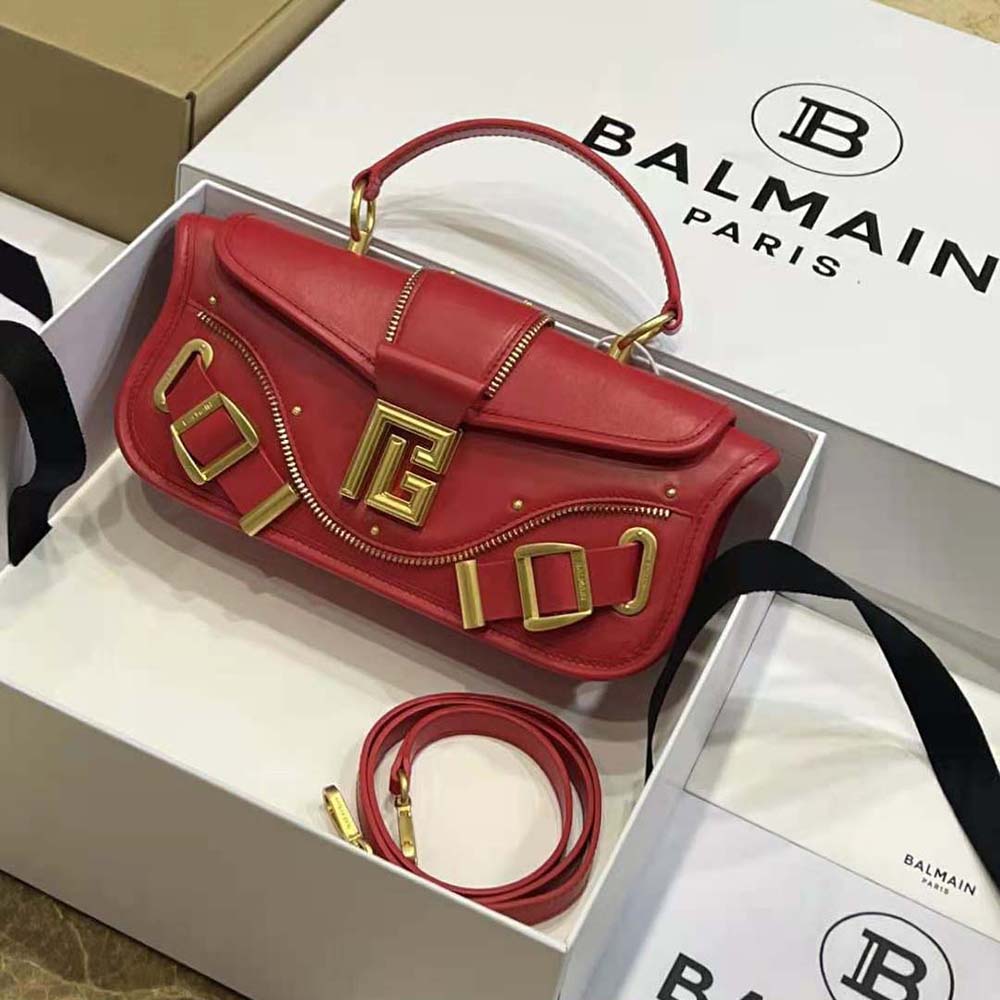 Balmain Women Blaze Clutch Bag in Smooth Leather-Red - image 4
