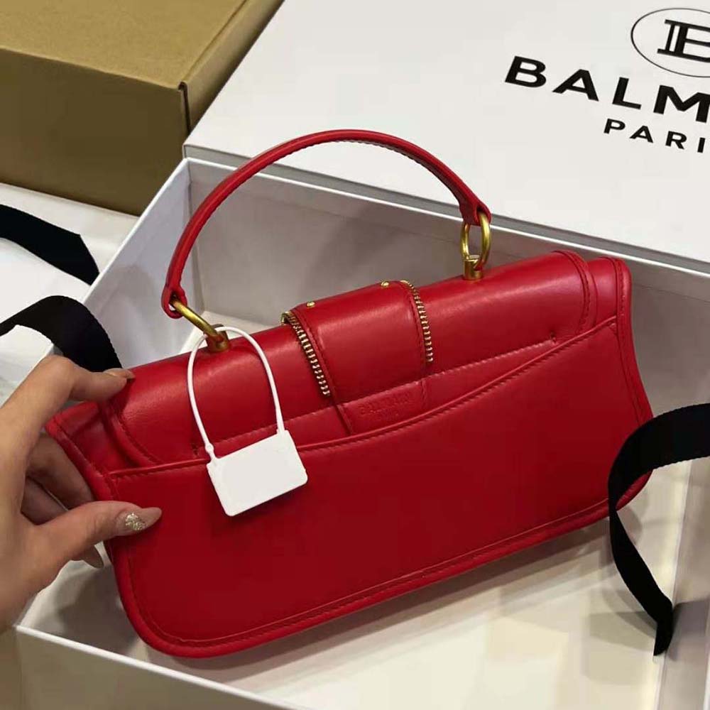 Balmain Women Blaze Clutch Bag in Smooth Leather-Red - image 5