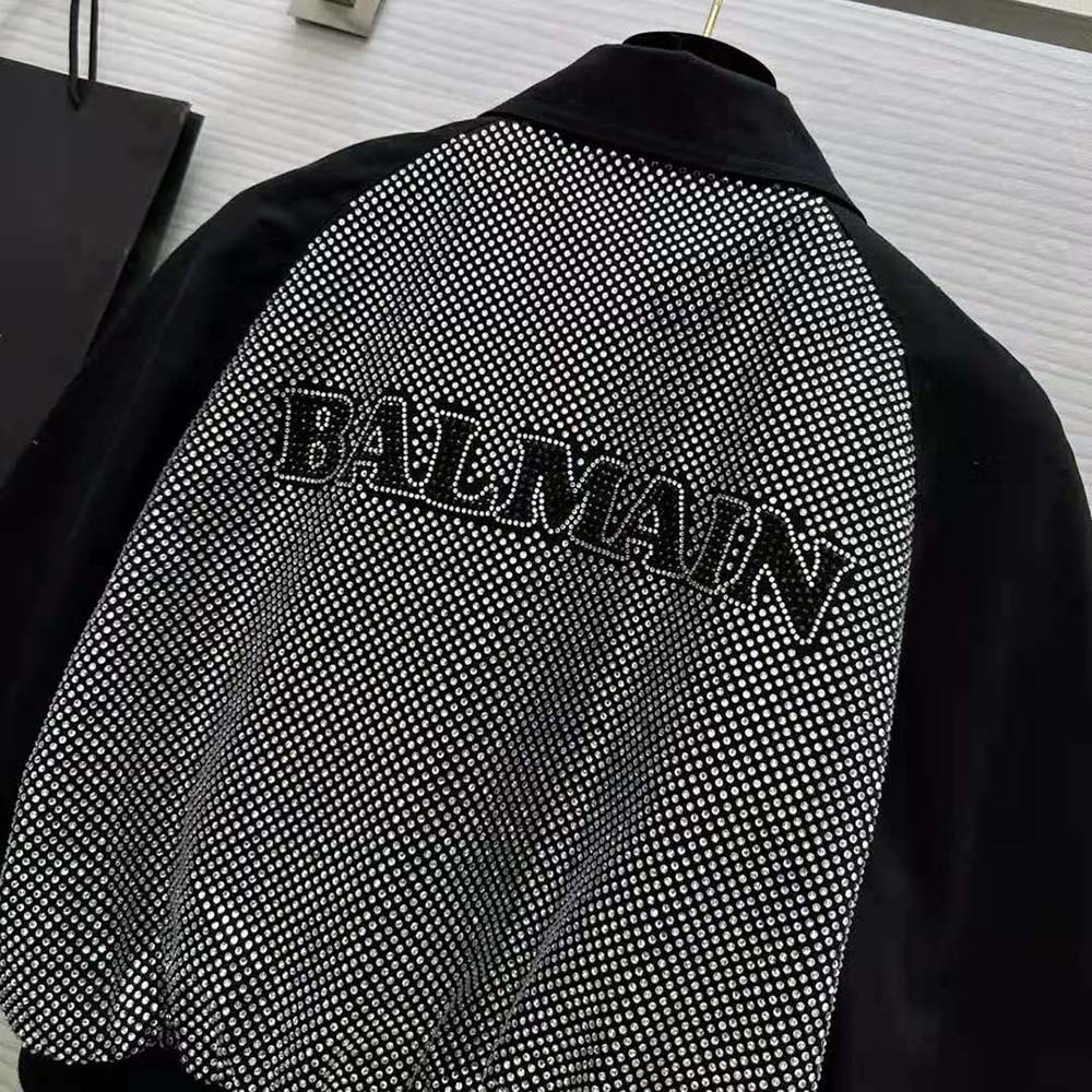 Balmain Women Cropped Balmain Jacket with Rhinestones - image 6