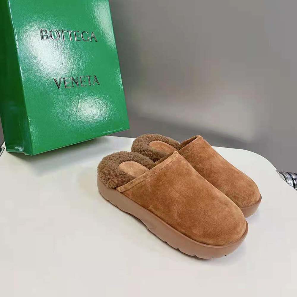 Bottega Veneta Unisex Snap Slipper in Shearling Calfskin-Brown - image 4
