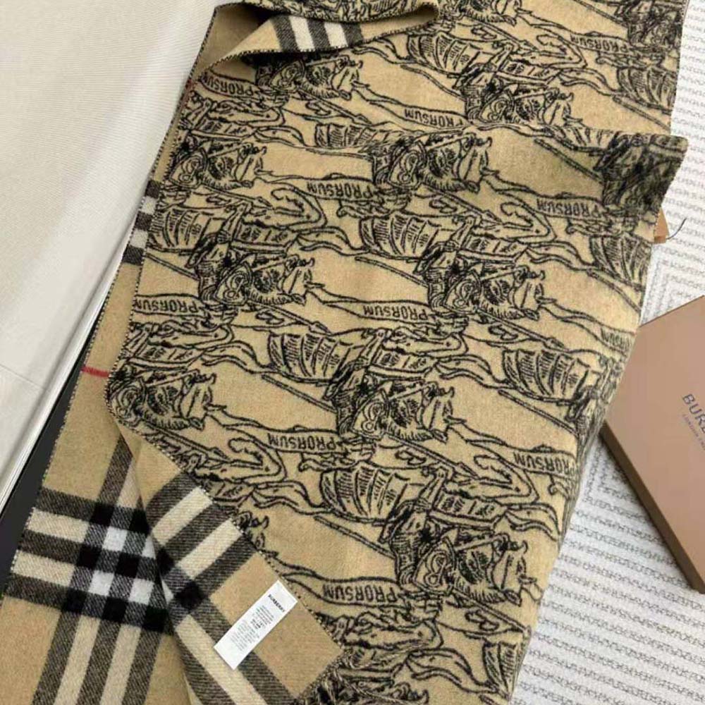 Burberry Unisex EKD Cashmere Reversible Scarf - image 5
