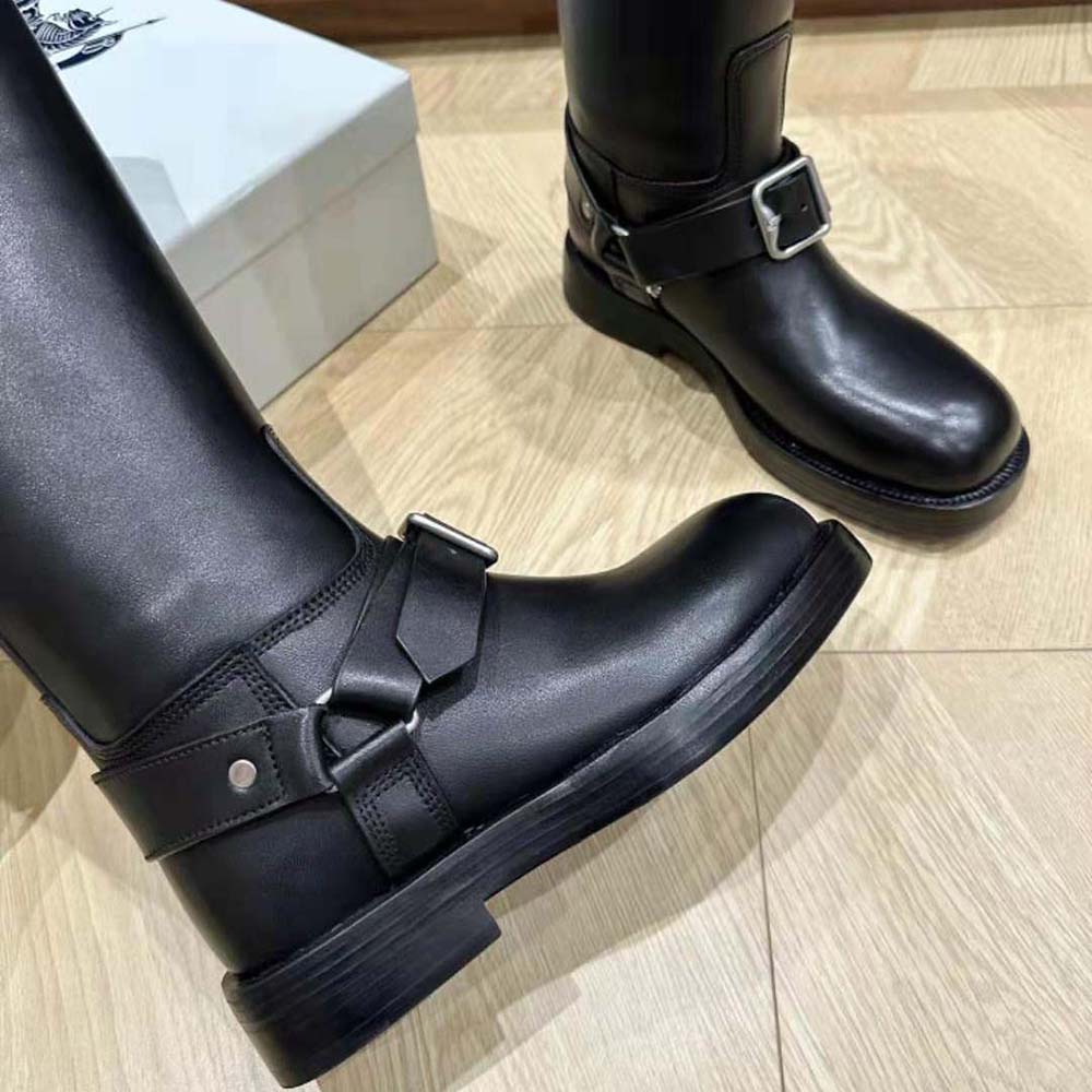 Burberry Women Leather Saddle Tall Boots-Black - image 9
