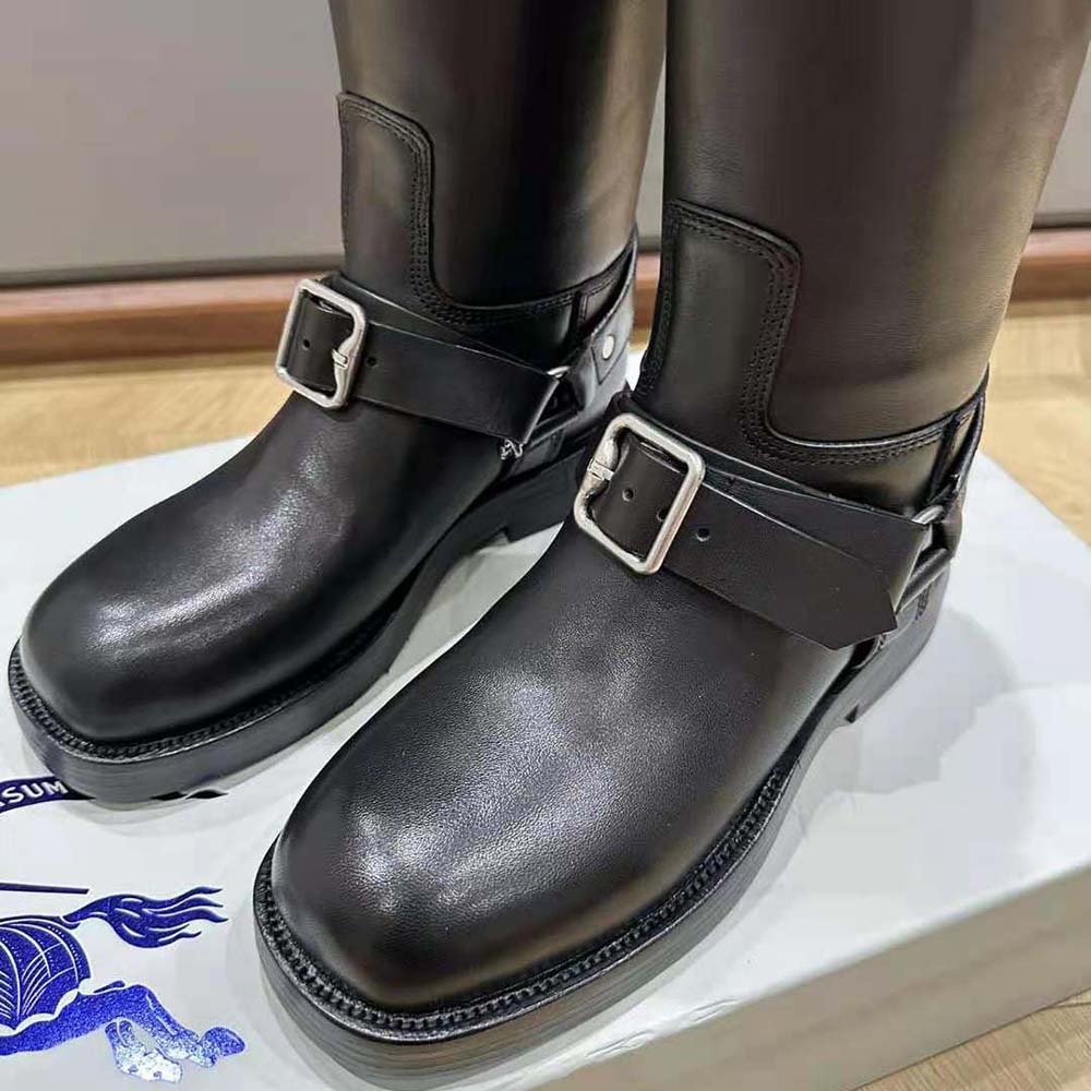 Burberry Women Leather Saddle Tall Boots-Black - image 8