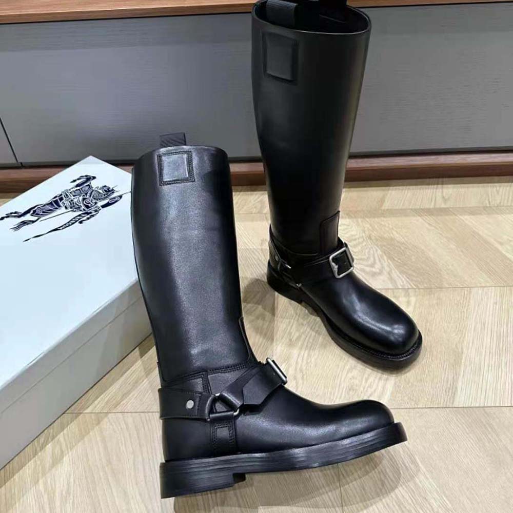 Burberry Women Leather Saddle Tall Boots-Black - image 6
