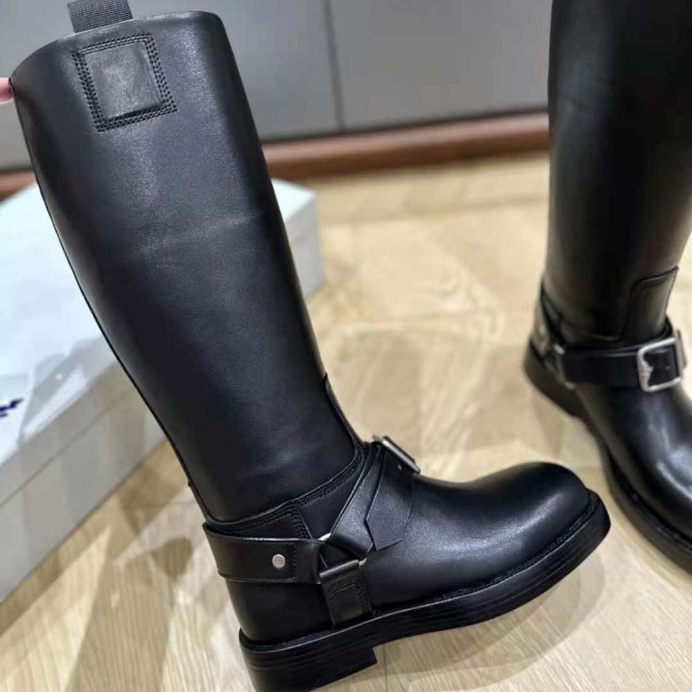 Burberry Women Leather Saddle Tall Boots-Black - image 7