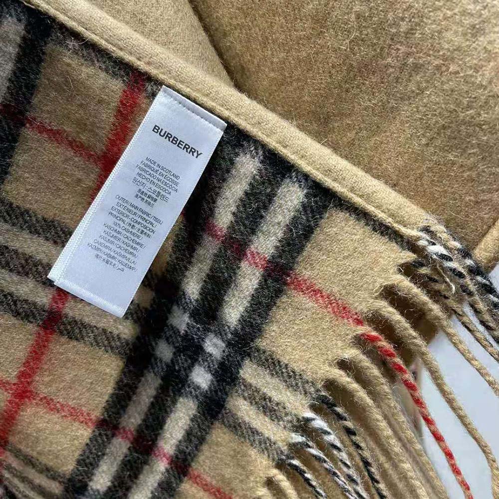 Burberry Women Reversible Check Wool Cape-Beige - image 10