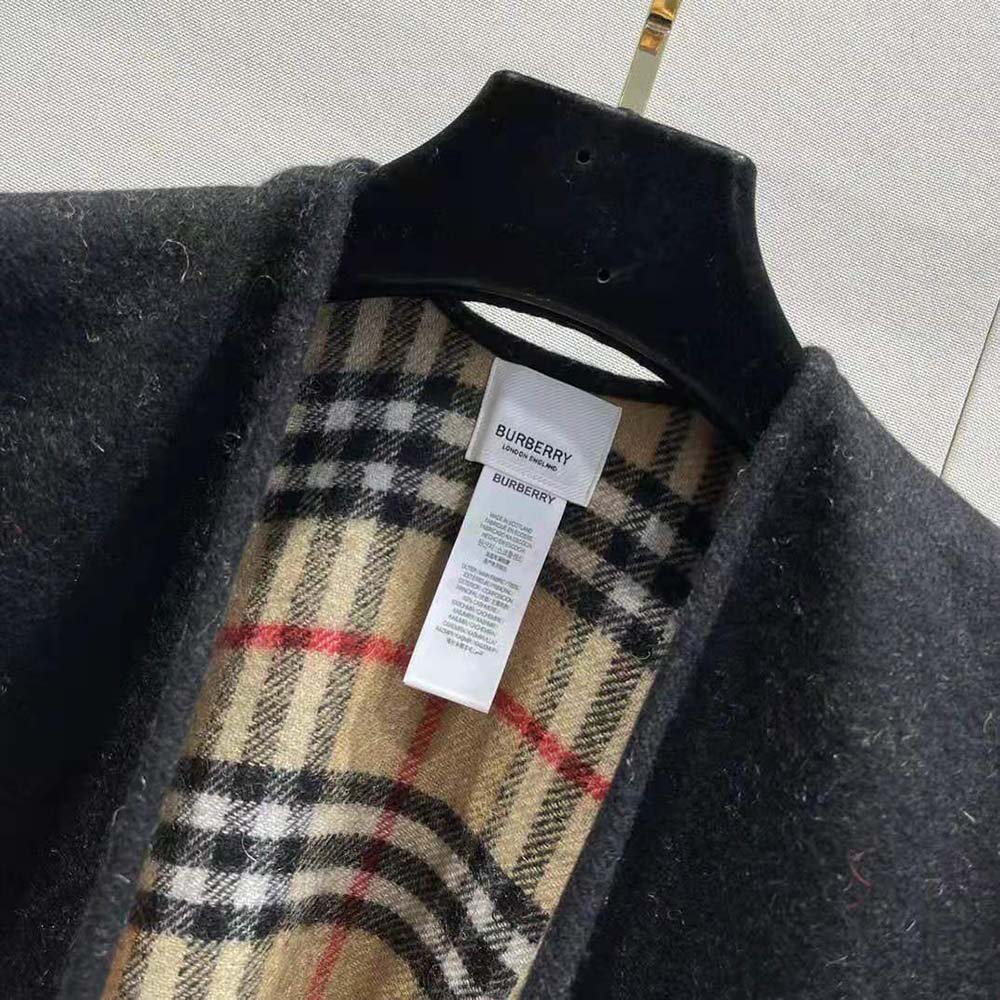 Burberry Women Reversible Check Wool Cape-Black - image 5