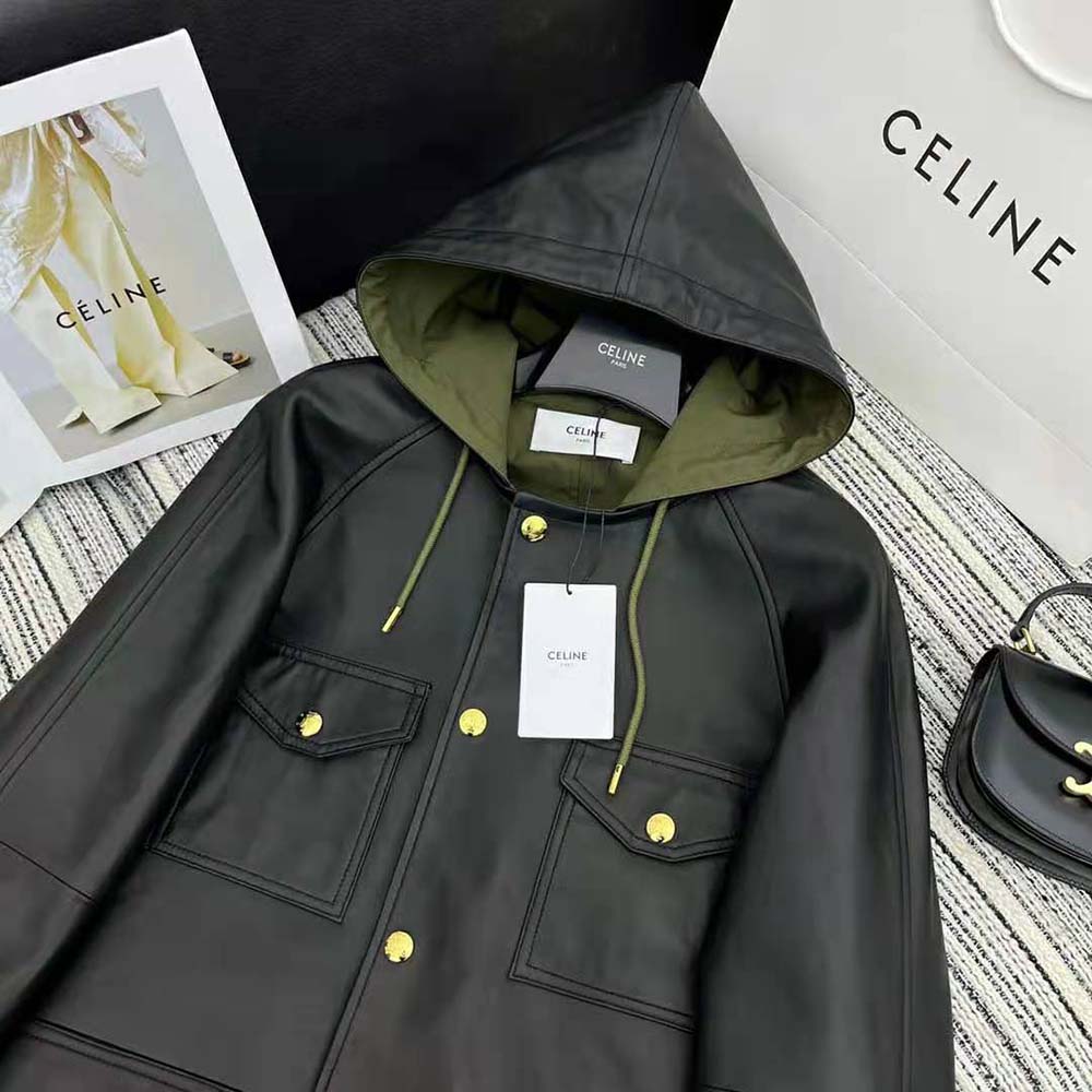 Celine Women Oversized Parka in Plongé Lambskin - image 4