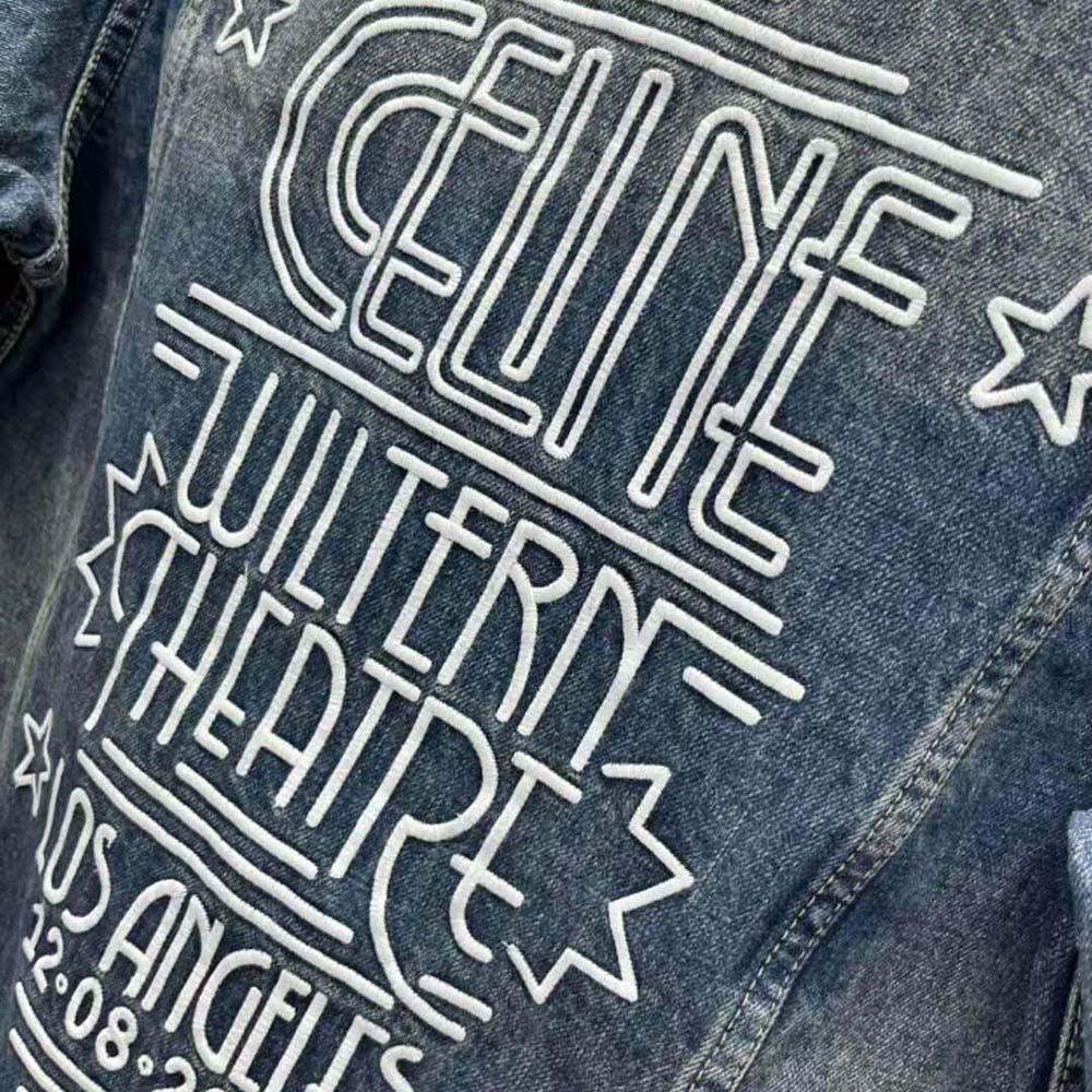 Celine Women Trucker Jacket in Dark Union Wash Denim - image 7