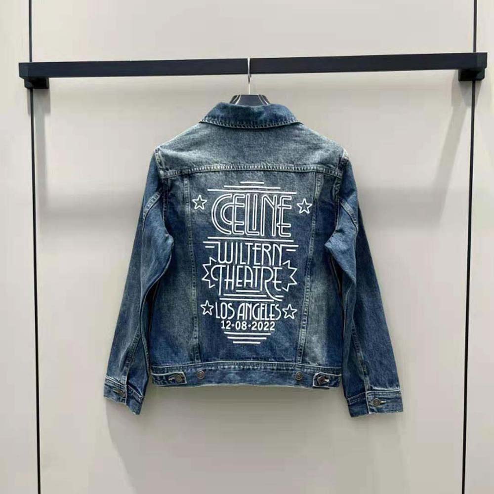 Side profile of Celine Women Trucker Jacket showing classic trucker fit