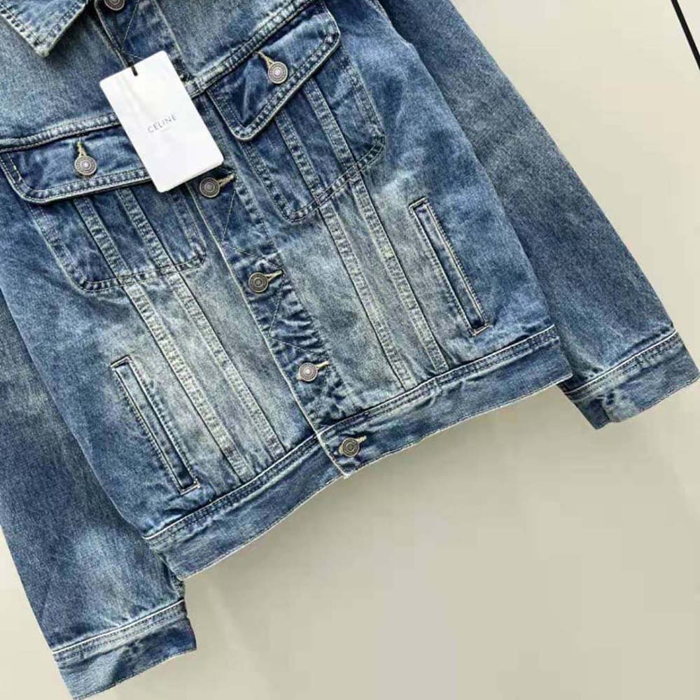Celine Women Trucker Jacket in Dark Union Wash Denim - image 10