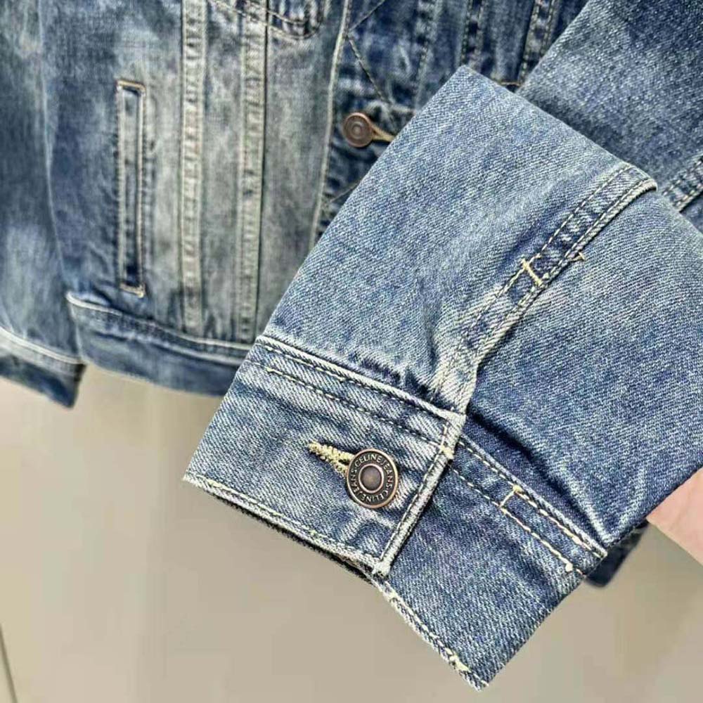 Celine Women Trucker Jacket in Dark Union Wash Denim - image 9