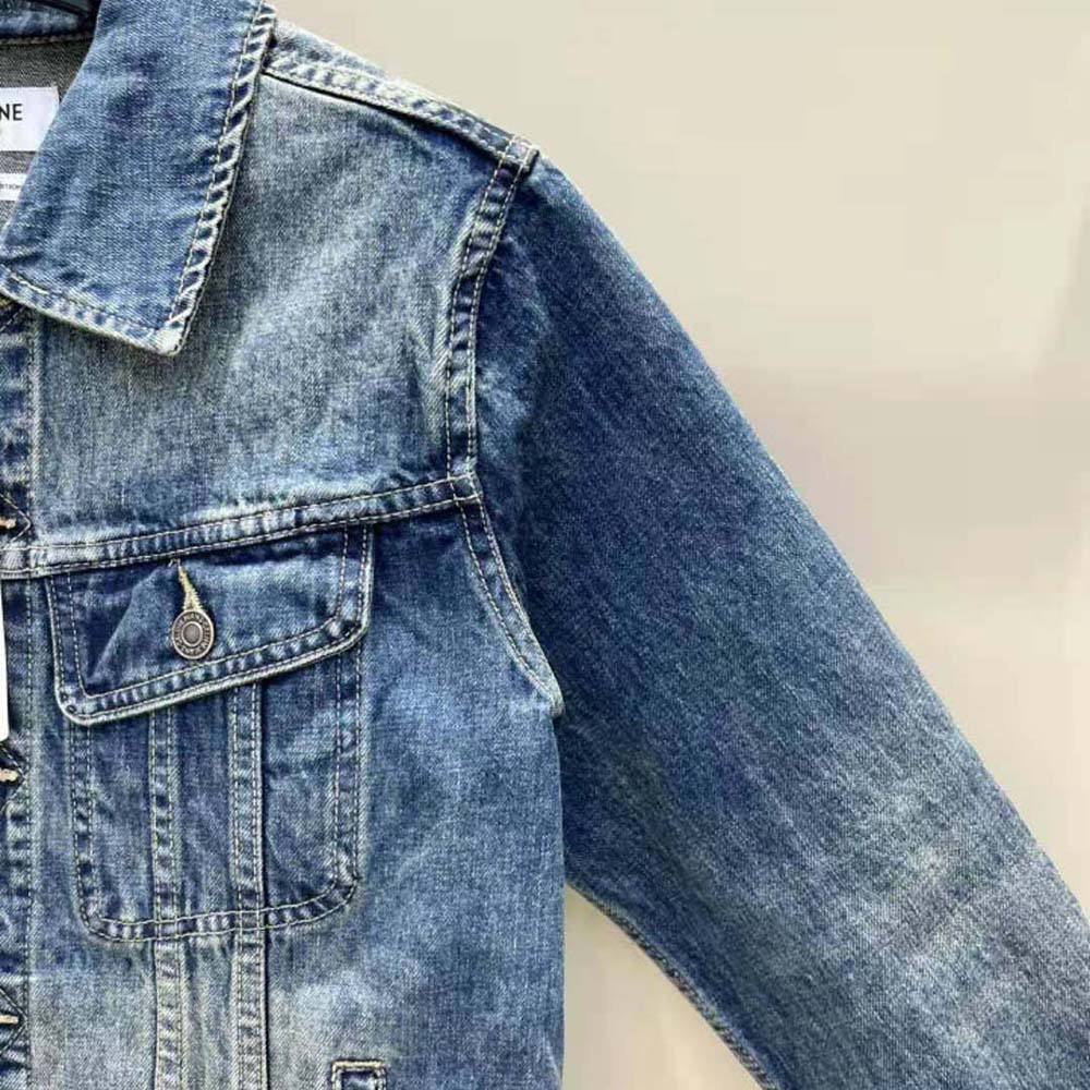 Celine Women Trucker Jacket in Dark Union Wash Denim - image 6