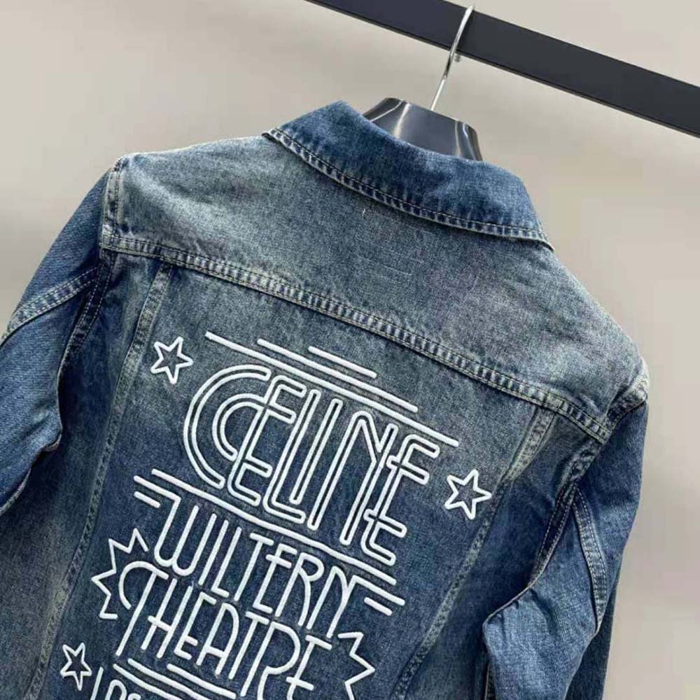Celine Women Trucker Jacket in Dark Union Wash Denim - image 5
