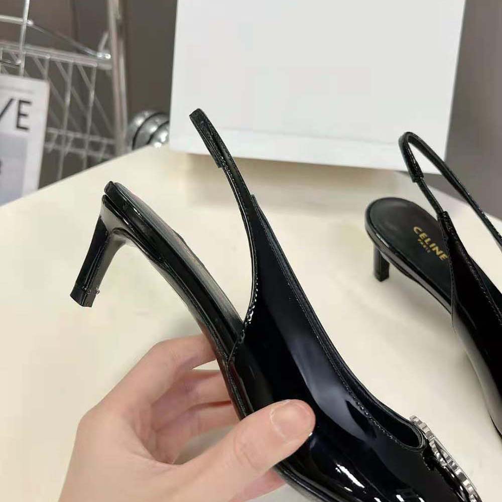 Celine Women Alma Triomphe Slingback in Glossy Calfskin - image 7