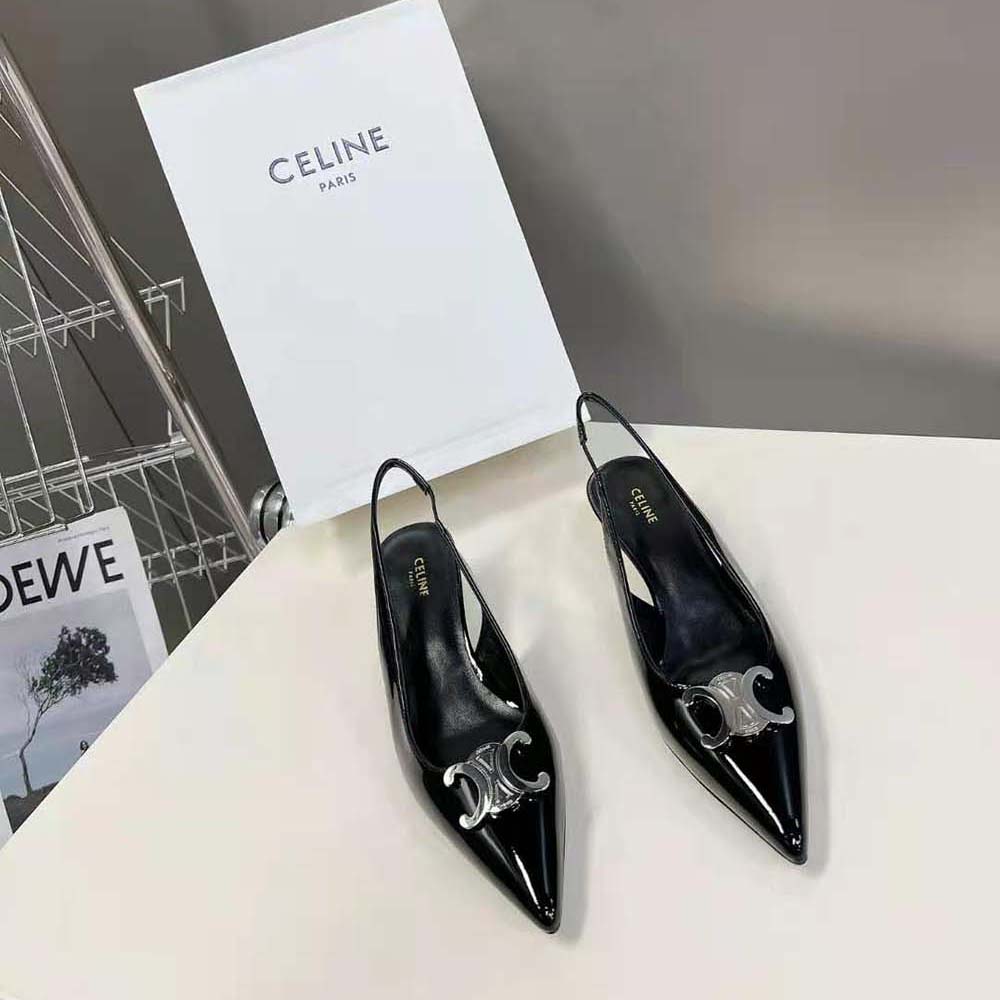 Celine Women Alma Triomphe Slingback in Glossy Calfskin - image 4