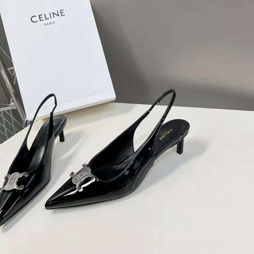 Celine Women Alma Triomphe Slingback in Glossy Calfskin - image 6